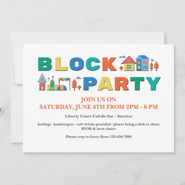Block Party Colours Invitation (Front)