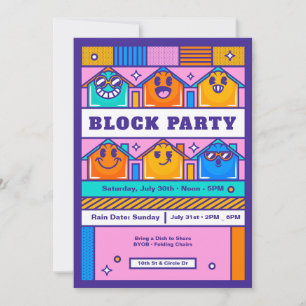 Block Party Houses Invitation
