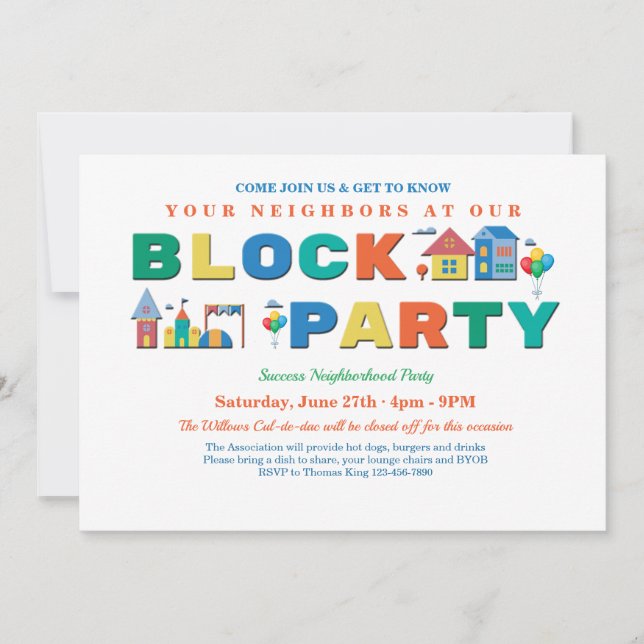 Block Party Invitation Custom (Front)