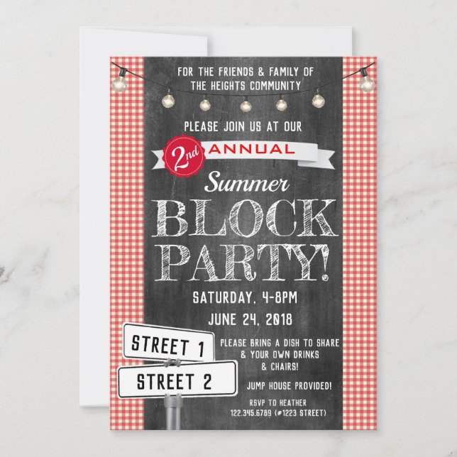 Block Party Invitation Summer Street Party HOA (Front)