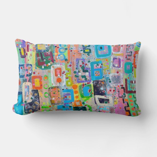 Block Party Poly Lumbar Throw Pillow (Front)
