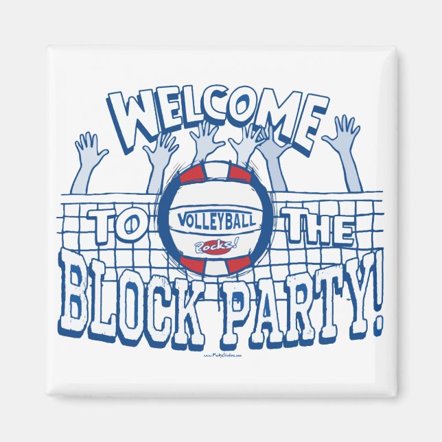 Block Party Volleyball by Mudge Studios Magnet (Front)