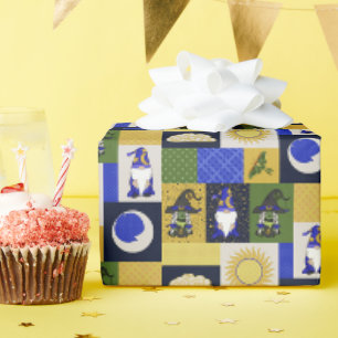 Block Patchwork (Midnight Hearth) Wrapping Paper