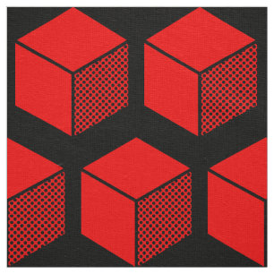 Block Pattern 02 - Red on Black Fabric