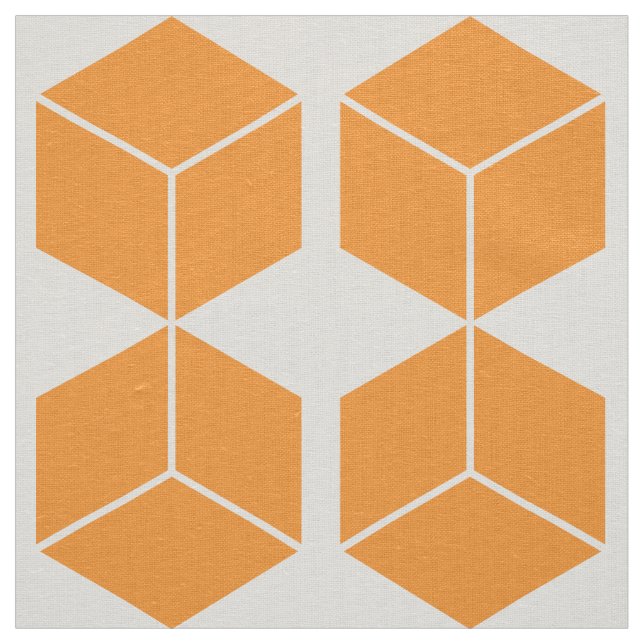 Block Pattern - Light Orange on White Fabric (Swatch)