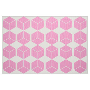 Block Pattern - Pink on White Fabric