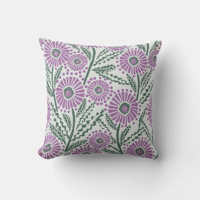 Block Print Circle Floral Design Cushion (Front)