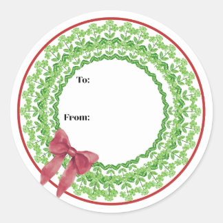 Block Print Flower Wreath Sticker