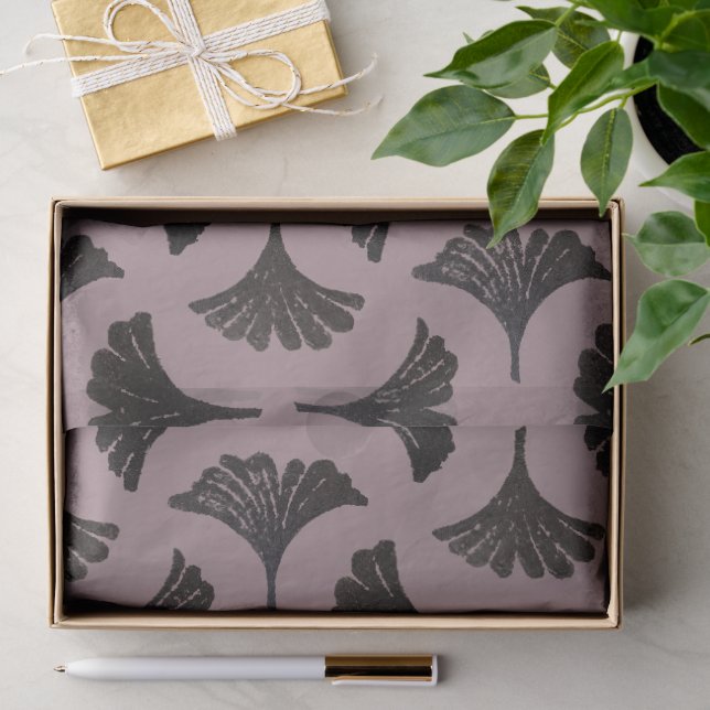 Block Print Gingko pattern - sakura pink Tissue Paper (Gift)