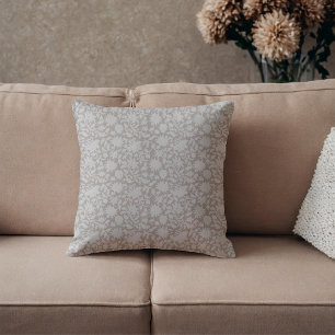 Block print inspired light tan neutral  cushion