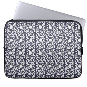 Block print inspired navy floral laptop sleeve
