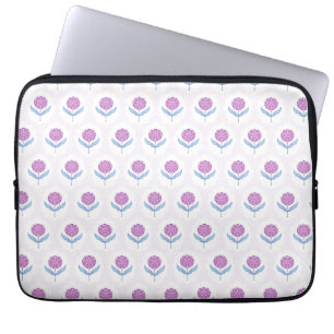 Block print inspired, pink floral pattern  laptop sleeve