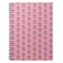 Block Print Lotus Flower Spiral Journal