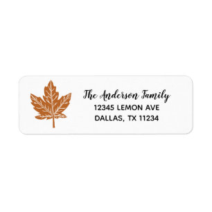 Block Print Maple Leaf return address Return Address Label