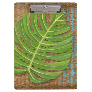 Block Print Palm on Wicker Background Clipboard