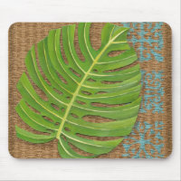 Block Print Palm on Wicker Background