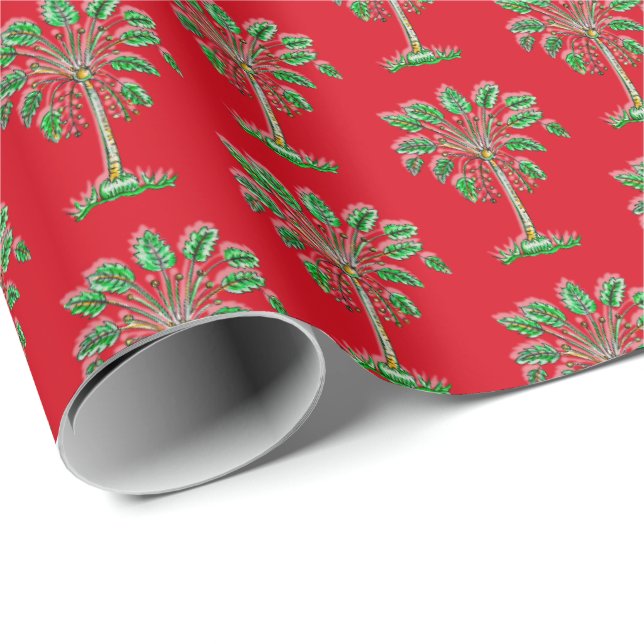 Block Print Palmetto Christmas Wrapping Paper (Roll Corner)