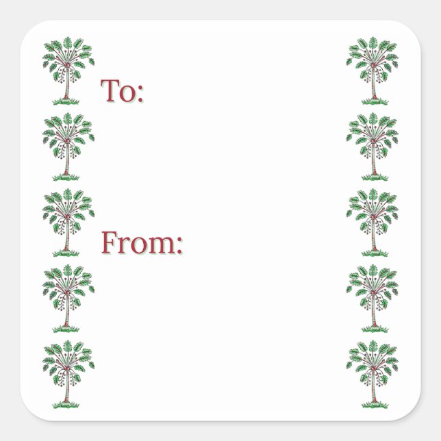 Block Print Palmetto Holiday Stickers (Front)
