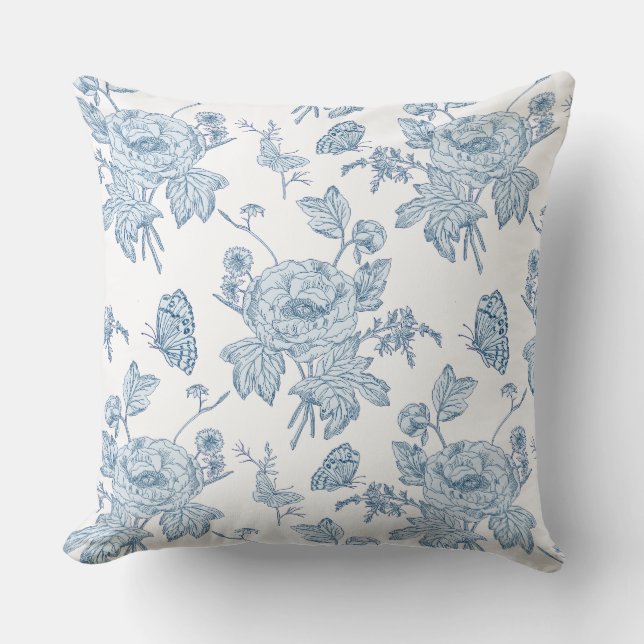 Block Print Throw Pillow Indigo (Front)