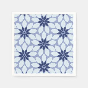 Block Print Tiled Flowers blue Napkin