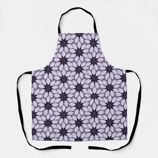 Block Print Tiled Flowers purple Apron (Front)
