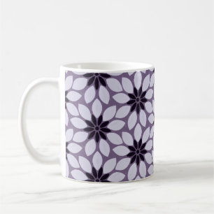 Block Print Tiled Flowers purple Coffee Mug