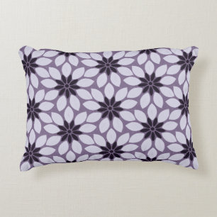 Block Print Tiled Flowers purple Decorative Cushion