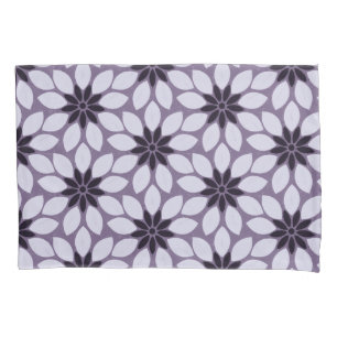 Block Print Tiled Flowers purple Pillowcase