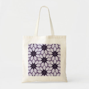 Block Print Tiled Flowers purple Tote Bag