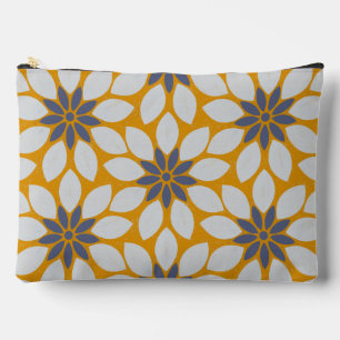 Block Print Tiled Flowers sunny yellow background Accessory Pouch