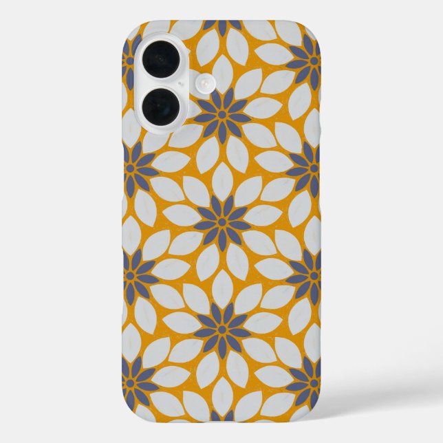 Block Print Tiled Flowers sunny yellow background Case-Mate iPhone Case (Back)