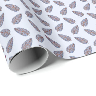 Block Print Topiary Tree Wrapping Paper