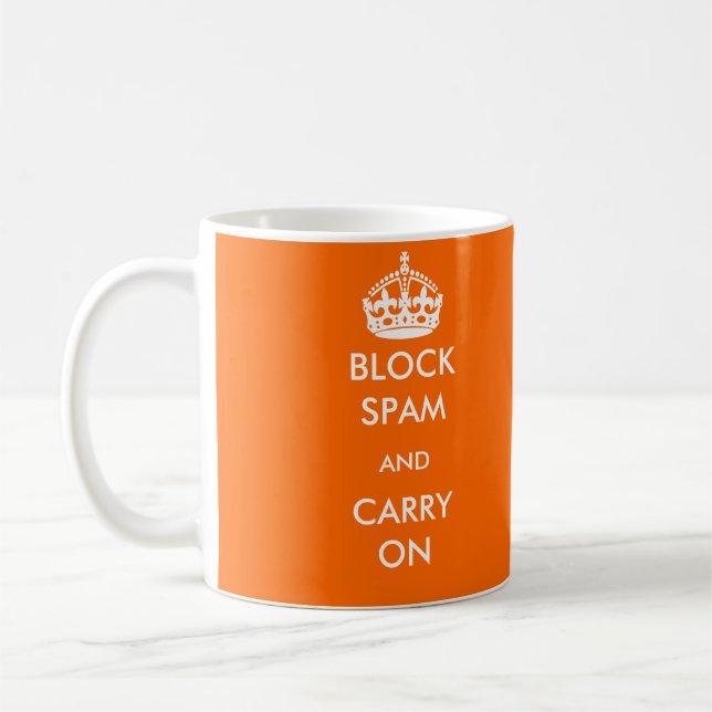 Block Spam and Carry On Mug (Left)