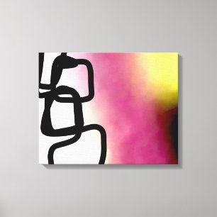 Blockchain: Abstract Pink, Yellow, Black & White Canvas Print