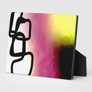 Blockchain: Abstract Pink, Yellow, Black & White Plaque