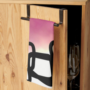 Blockchain: Abstract Pink, Yellow, Black & White Tea Towel