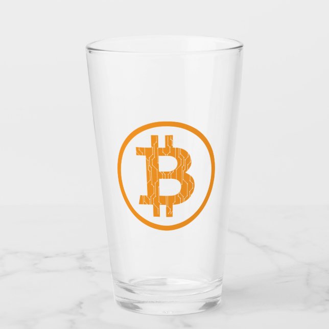 Blockchain Bitcoin Art Geek Gift Idea Glass (Front)