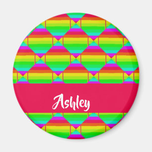 Blocked bright rainbow shapes magnet