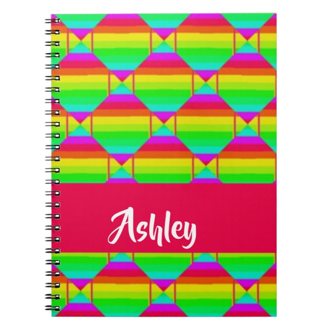 Blocked bright rainbow shapes notebook (Front)