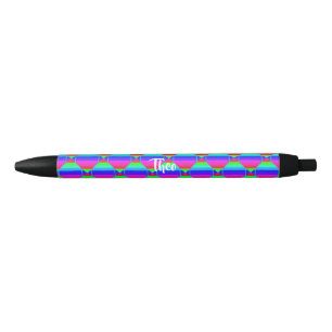 Blocked rainbow shapes black ink pen