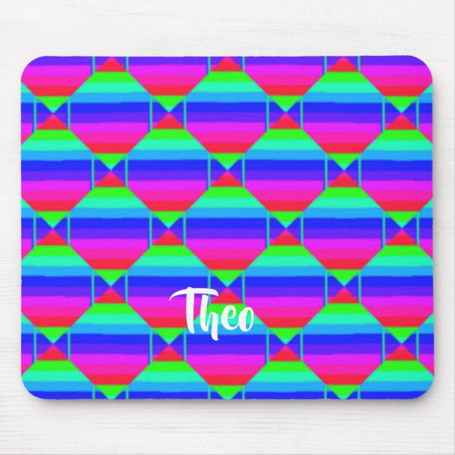 Blocked rainbow shapes mouse pad (Front)