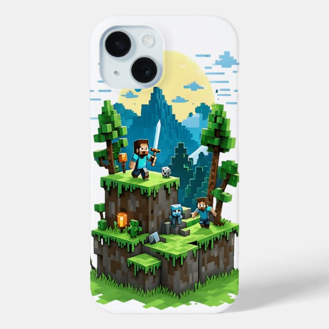BlockQuest Adventures – Pixel Art iPhone 15 case (Back)
