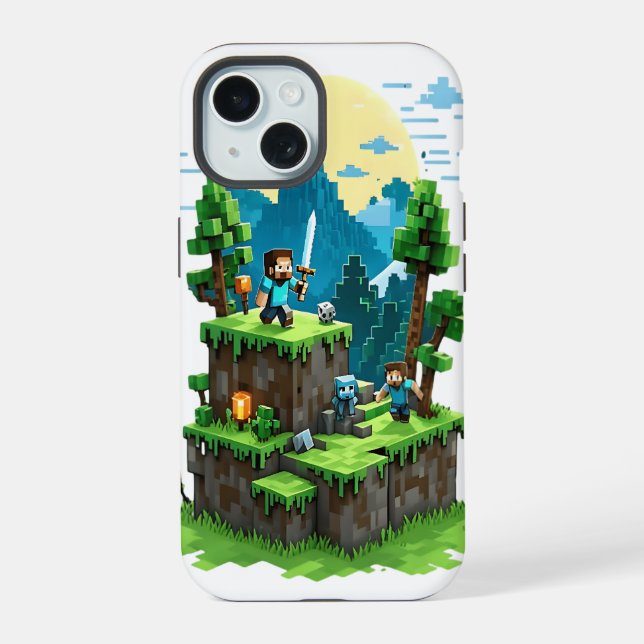BlockQuest Adventures – Pixel Art iPhone 15 case (Back)