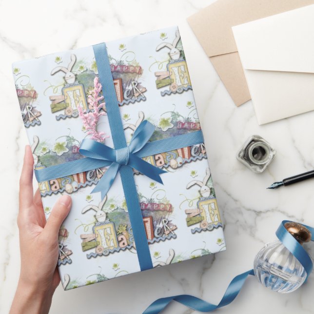 Blocks and Bunnies Happy Easter Wrapping Paper (Gifting)