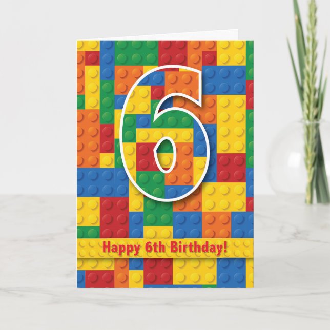 Blocks Happy 6th Birthday Card (Front)