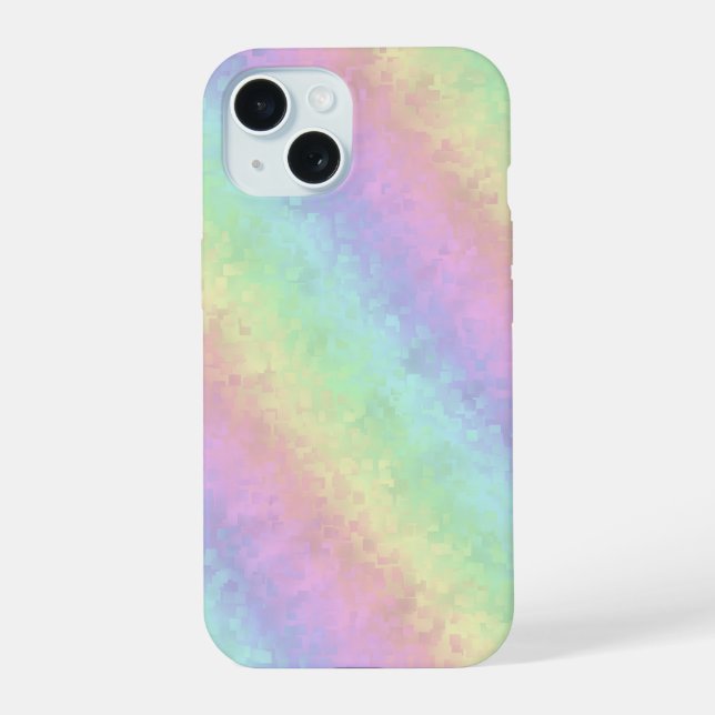 Blocks in Pastel Colours 3D Rainbow Art iPhone 15 Case (Back)