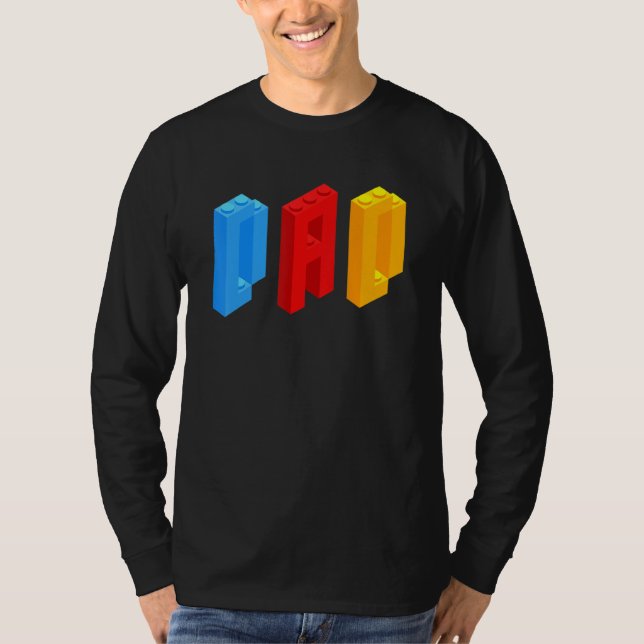 Blocks Master  Dad Brick Builder  Cool Builder Dad T-Shirt (Front)