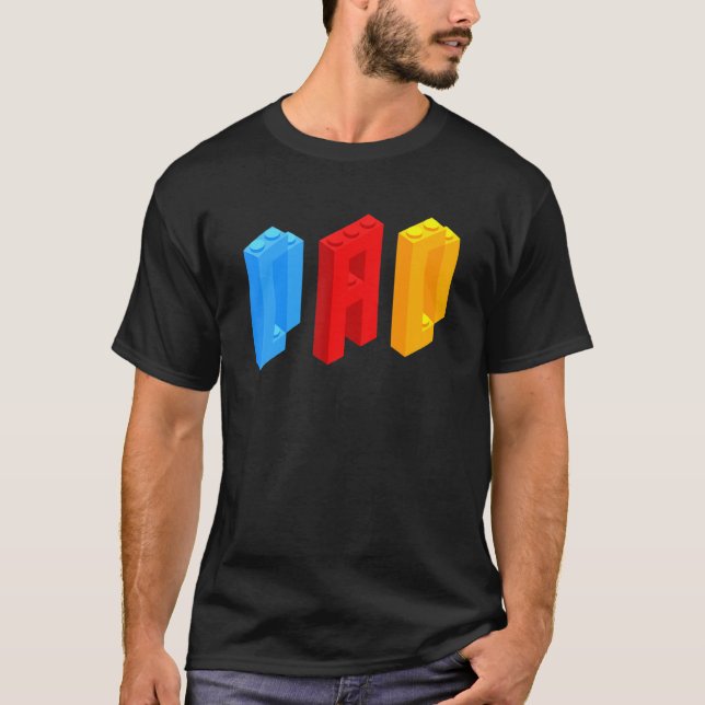 Blocks Master  Dad Brick Builder  Cool Builder Dad T-Shirt (Front)