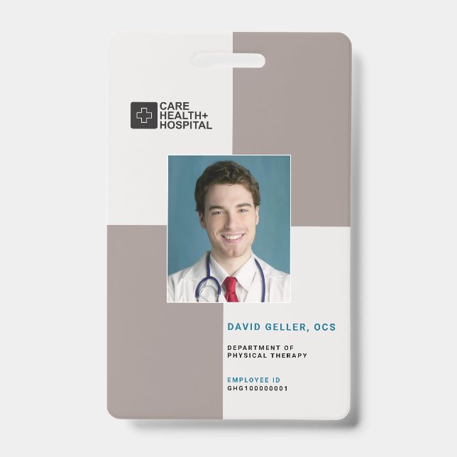 Blocks Medical Staff ID + Barcode | Vertical Badge (Front)