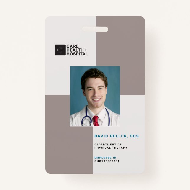 Blocks Medical Staff ID + Barcode | Vertical ID Badge (Front)